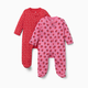 Small Story Organic Cotton 2-Way Zip Footie (2 Pack) - Berry Sweet, 3-6 M