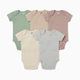 Small Story 5 Pack Short Sleeve Solid Bodysuits - Dusty Neutrals, Newborn