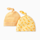 Hanna Andersson Baby 2-pk HannaSoft Top Knot Hat - Pepper The Duck On Limoncello, 0-3 M