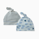 Hanna Andersson Baby 2-pk HannaSoft Top Knot Hat - Mini Lamb On Celestial Blue, 1-3 Years