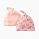 Hanna Andersson 2-Pack Baby Layette Top Knot Beanie in HannaSoft™ - Blush Pink Rainbow, Newborn