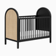 babyletto Bondi 3-in-1 Convertible Crib with Toddler Bed Conversion Kit - Black With Natural Cane