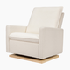 babyletto Cali Pillowback Chair and a Half Glider - Chantilly Fleece With Light Wood Base