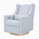 babyletto Kiwi Electronic Recliner and Swivel Glider - Performance Blue Chambray Eco-Twill With Light Wood Base