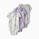Carter's Little Planet 3-Pack Organic Cotton Rib Bodysuits - Botanical Butterfly, Striped, Lilac, Newborn