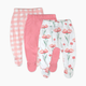 Honest Baby Clothing 3-Pack Organic Cotton Footed Harem Pants - Strawberry Pink Floral, Newborn