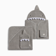 Tiny Kind Cozy Critter Organic Cotton Bath Time 4-Piece Set - Shark, 0-12 M