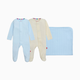 Magnetic Me Pointelle Organic Magnetic 3 Piece Gift Set - Sky Blue Pointelle, Newborn