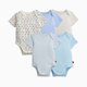 Magnetic Me Organic Cotton Magnetic Bodysuit 5 Pack Bundle - Blue Assorted, Newborn