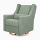 babyletto Kiwi Electronic Recliner and Swivel Glider - Sage Teddy Loop With Light Wood Base