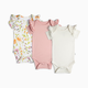Tiny Kind Bamboo Viscose Ruffle Bodysuit (3 Pack) - Wild Flower, Pink, Ivory, 0-3 M