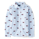 Boys Striped Train Poplin Button Up Shirt