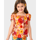 Girls Floral Flannel Top - Happy Harvest