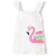 Girls Embroidered Flamingo Flutter Tank Top - Tropical Paradise
