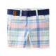 Boys Plaid Belted Chino Shorts - Spring Celebrations