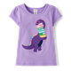 Girls Embroidered Dino Books Top - Classroom Cutie