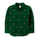 Boys Schiffli Santa Hat Corduroy Button Up Shirt - All Dressed Up