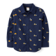 Boys Schiffli Truck Oxford Button Up Shirt - Dino Friends