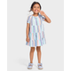 Girls Striped Linen-Blend Tiered Dress - Italian Riviera