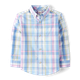 Boys Plaid Poplin Button Up Shirt - Garden Party