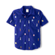 Boys Schiffli Bunny Poplin Button Up Shirt - Blue Belle