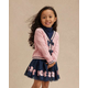 Girls Cable Knit Bow Cardigan - Campus Cuties