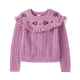Girls Embroidered Floral Pointelle Ruffle Sweater - Magical Meadows