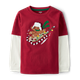 Boys Embroidered Gingerbread Sled Layered Top - Christmas Cabin