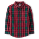Boys Matching Family Plaid Poplin Button Up Shirt - A Royal Christmas