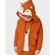 Unisex Embroidered Fox Fleece Zip-Up Hoodie - Friendly Fox