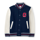 Boys Applique Patch Fleece Varsity Jacket - Prep School
