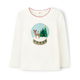 Girls Embroidered Snow Globe Top - Holiday Express