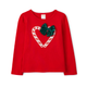Girls Embroidered Candy Cane Heart Top - Holiday Express