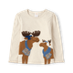 Girls Embroidered Moose Top - Montana Mountain