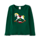 Girls Embroidered Rocking Horse Ruffle Top - Nutcracker