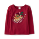 Girls Embroidered Gingerbread Sled Top - Christmas Cabin