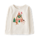 Girls Embroidered Gingerbread House Top - Christmas Cabin