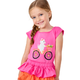 Girls Embroidered Bike Flutter Top - Festive Fruit