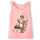Girls Embroidered Leopard Tank Top - Safari
