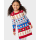 Girls Christmas Fairisle Sweater Dress - Very Merry