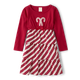 Girls Embroidered Candy Canes Ruffle Tiered Dress - A Royal Christmas