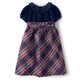 Girls Plaid Knit To Woven Dress - Family Celebrations