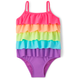 Girls Rainbow Tiered One Piece Swimsuit - Splish-Splash