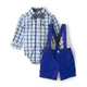 Baby Boys Dad And Me Plaid Button Up Bodysuit And Chino Shorts Set - Blue Belle