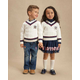 Kids Cable Knit Varsity Sweater - Campus Cuties