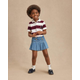 Girls Pleated Button Denim Skirt - Campus Cuties