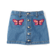 Girls Embroidered Butterfly Button Denim Skirt - Fall Celebrations